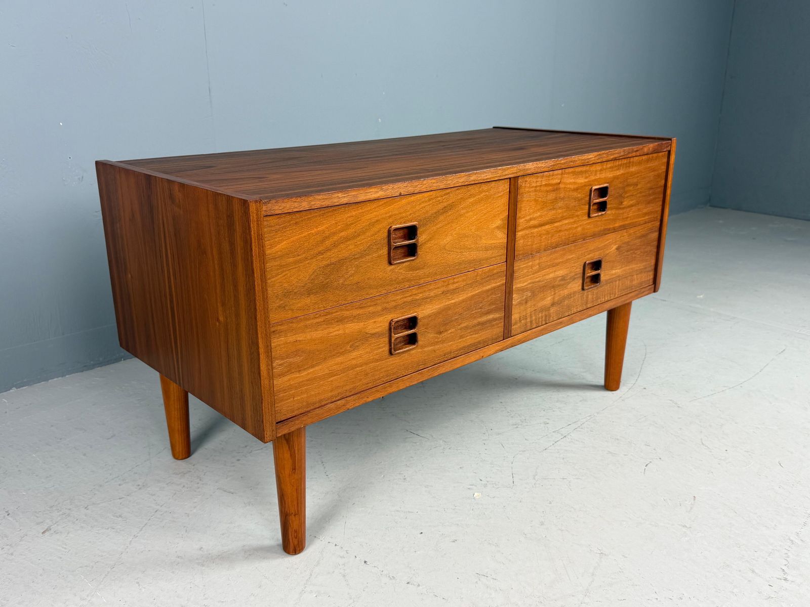 Danish Teak Low Chest With Four Drawers, 1960s photo Furniture