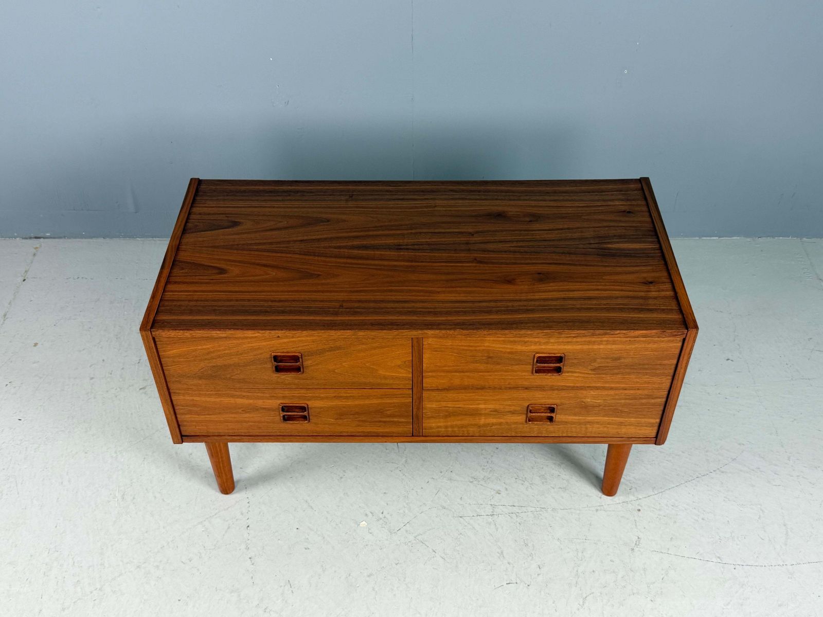 Danish Teak Low Chest With Four Drawers, 1960s photo vinterior