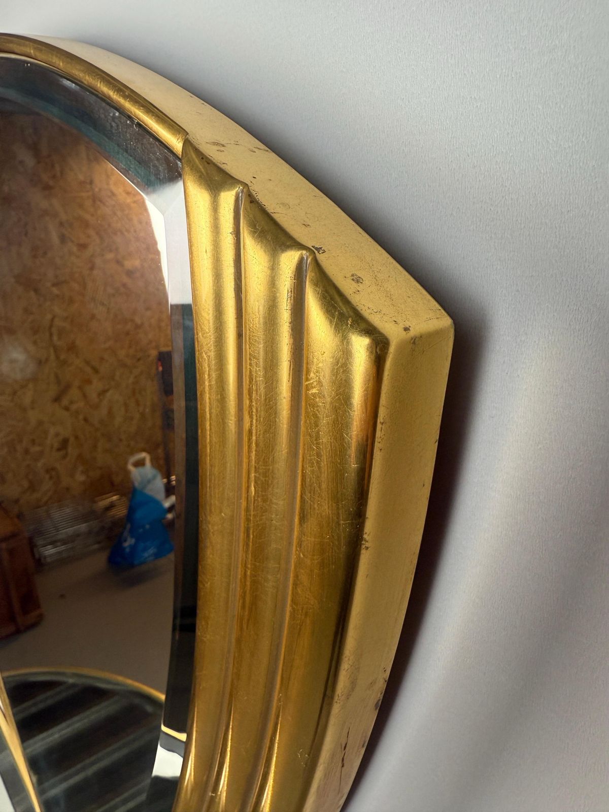 Home Decor Art Deco Triangle Golden Wall Mirror With Console 1970 Belgium  Set photo