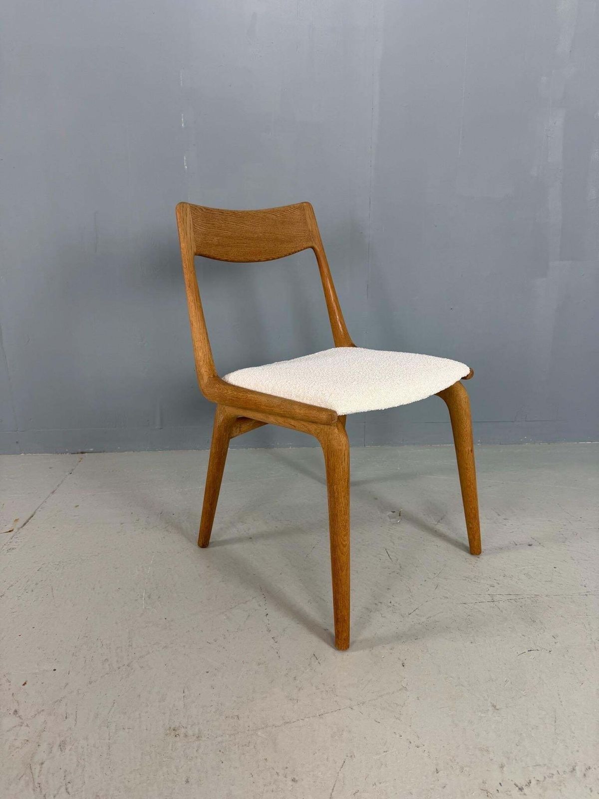 Alfred Christensen Danish Oak "Boomerang" Chairs Set Of 6 Boucle Fabric photo buy