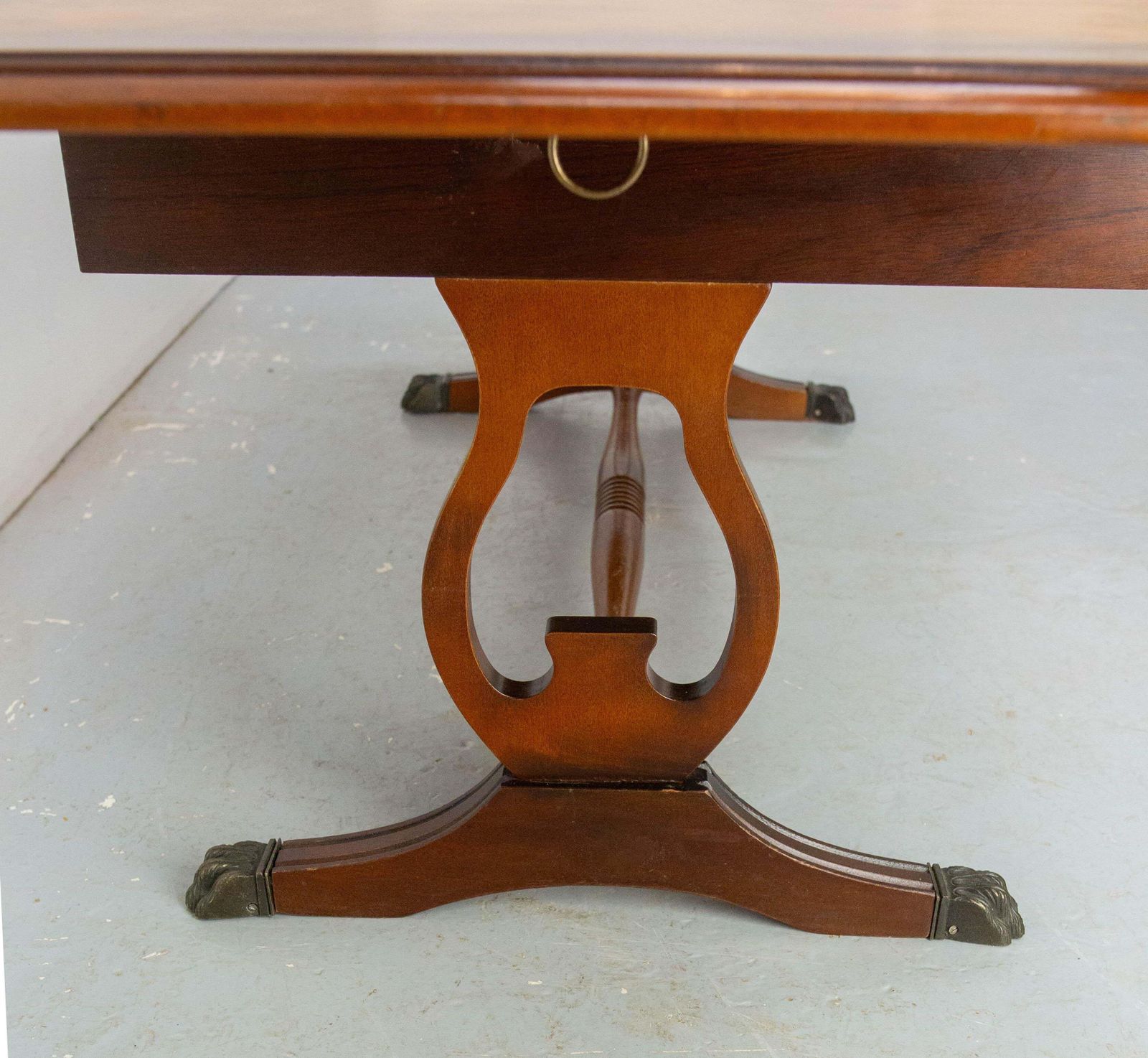 English Folding Coffee Table White Wood And Leather, Circa 1960 photo for sale