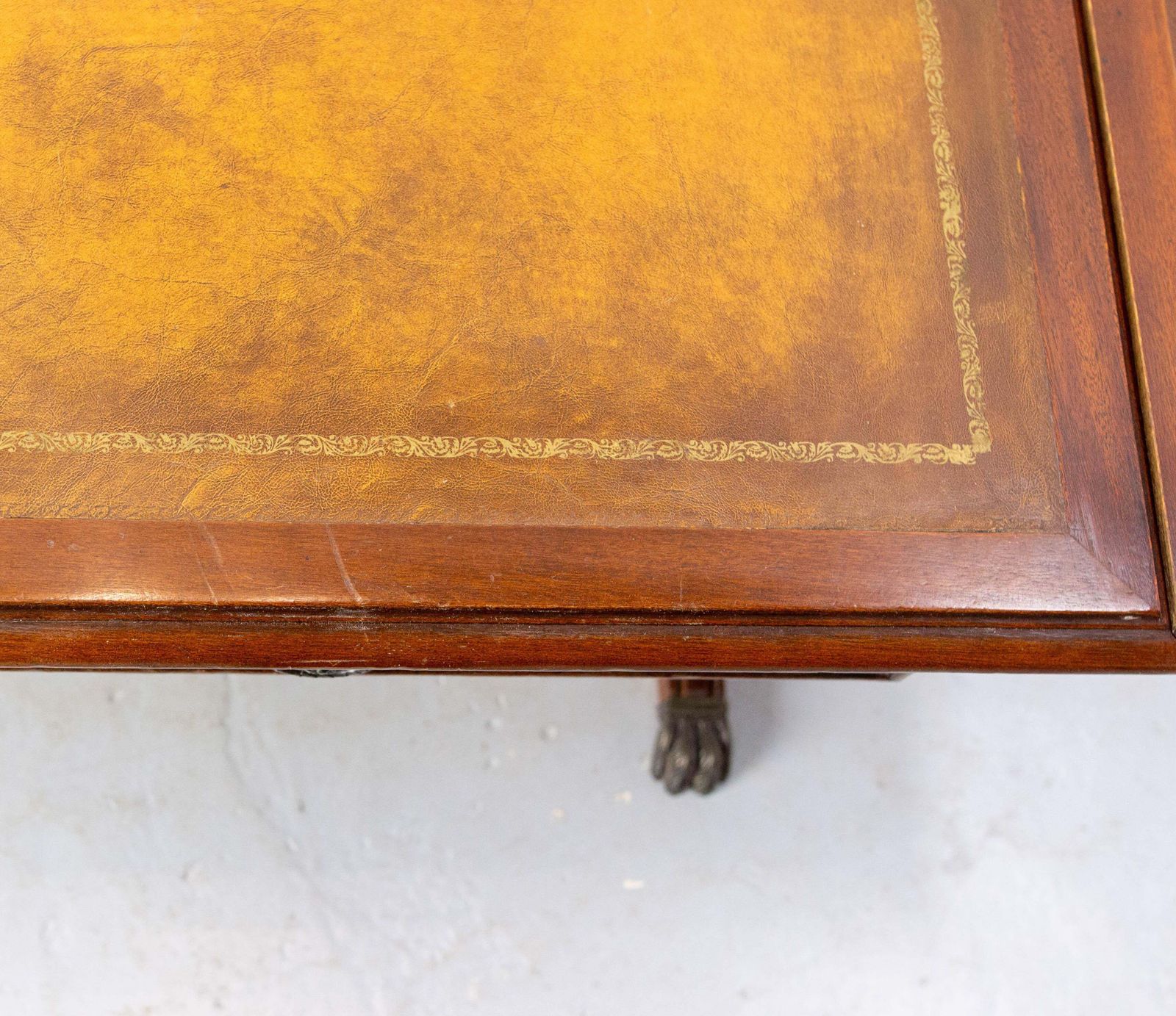 English Folding Coffee Table White Wood And Leather, Circa 1960 photo vintage