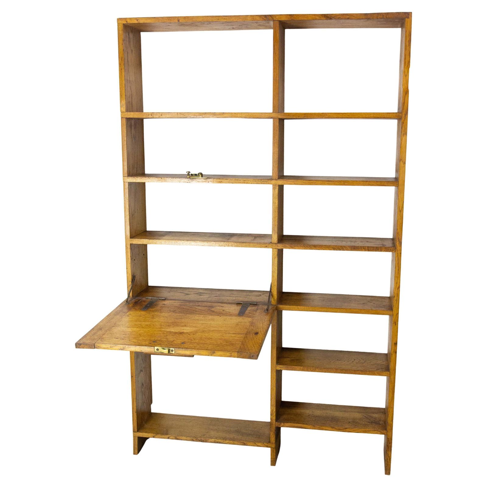 Vintage Oak Bookcase Folding Desk Shelves French Midcentury photo 1497.0