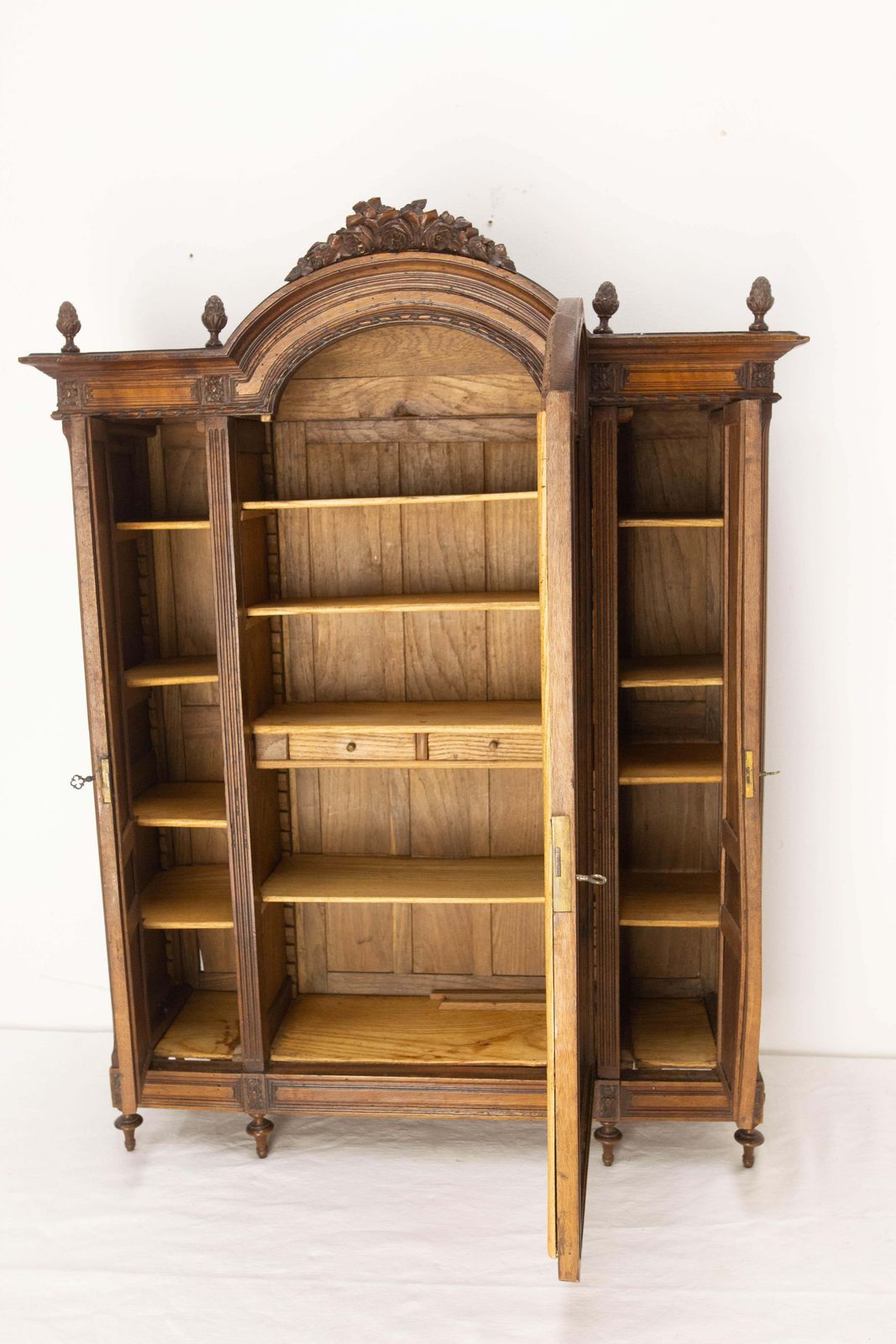photo furniture French Walnut & Beveled Mirror Little Armoire Chef D'oeuvre, Circa 1900