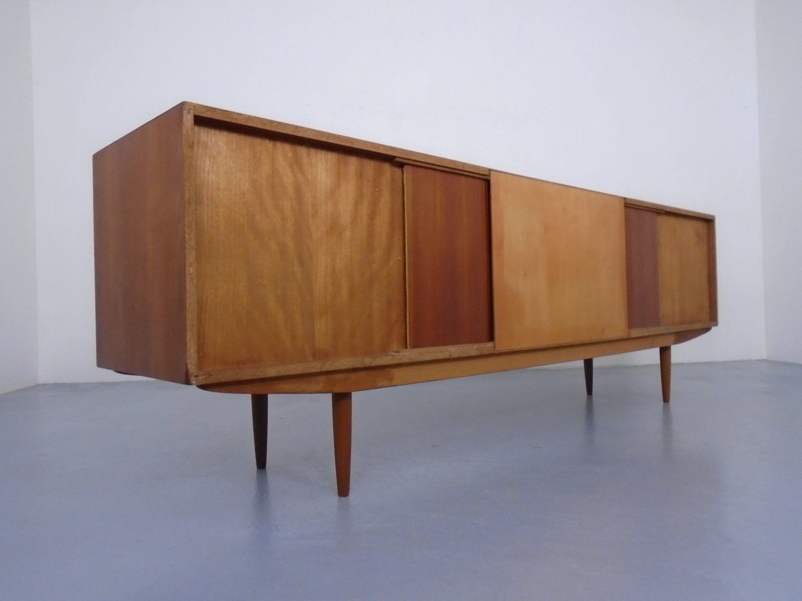 Furniture Large Teak Sideboard With Sliding Doors, Denmark, 1950s photo
