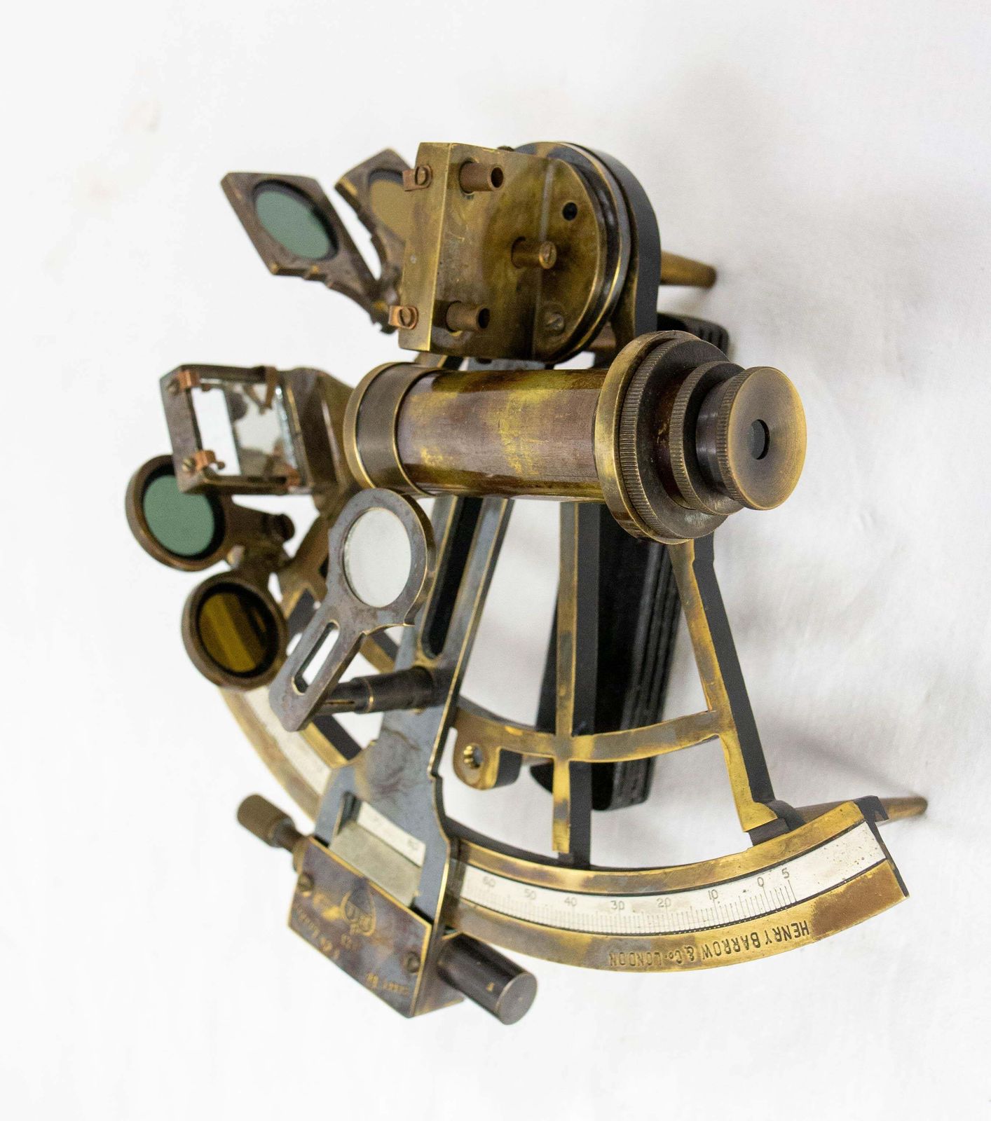 English Antique Brass Sextant Walnut Box With Spare Parts Henry Barrow, C 1880 photo vinterior