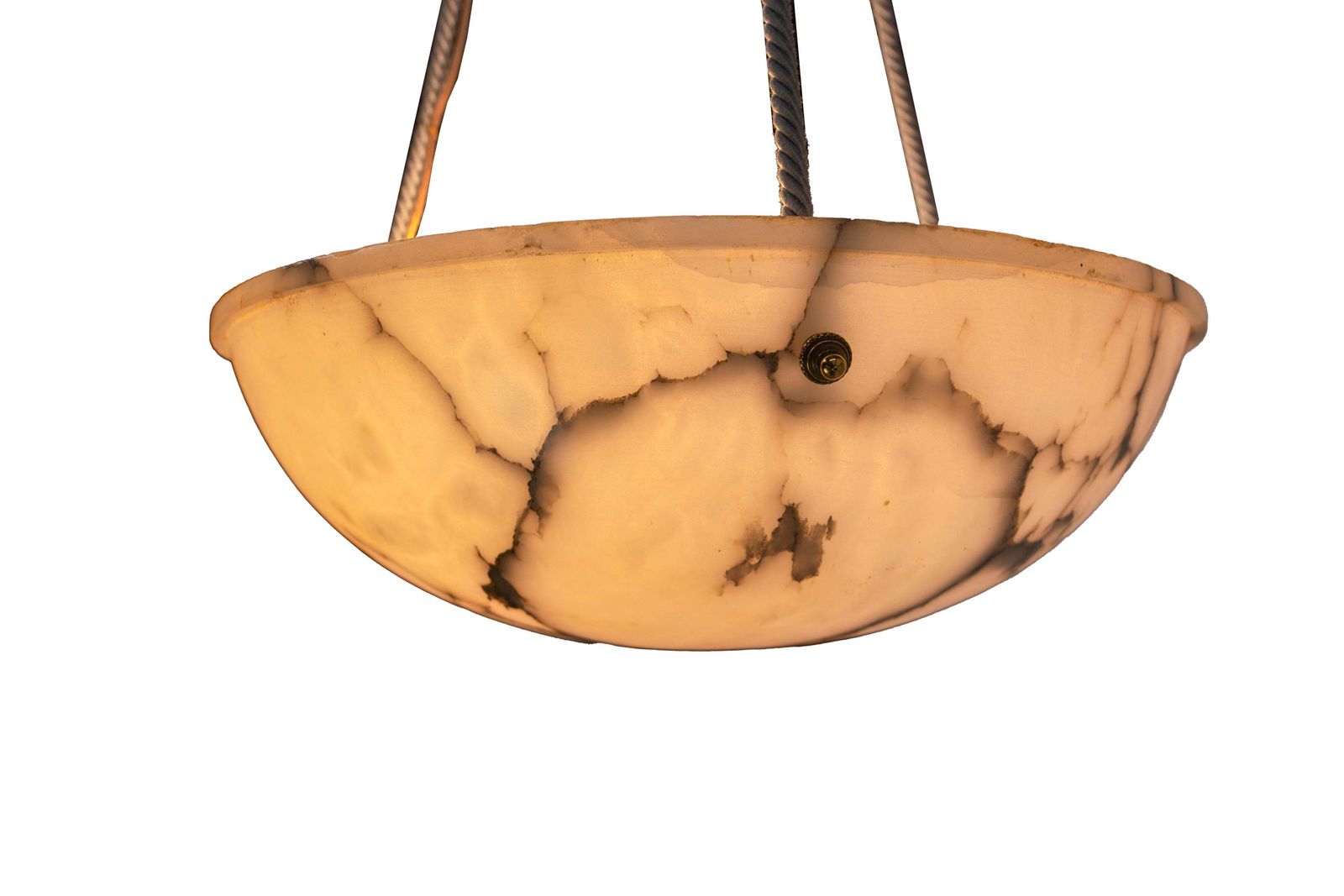 French Art Deco Lustre Alabaster Ceiling Pendant Chandelier, Circa 1930 photo for sale