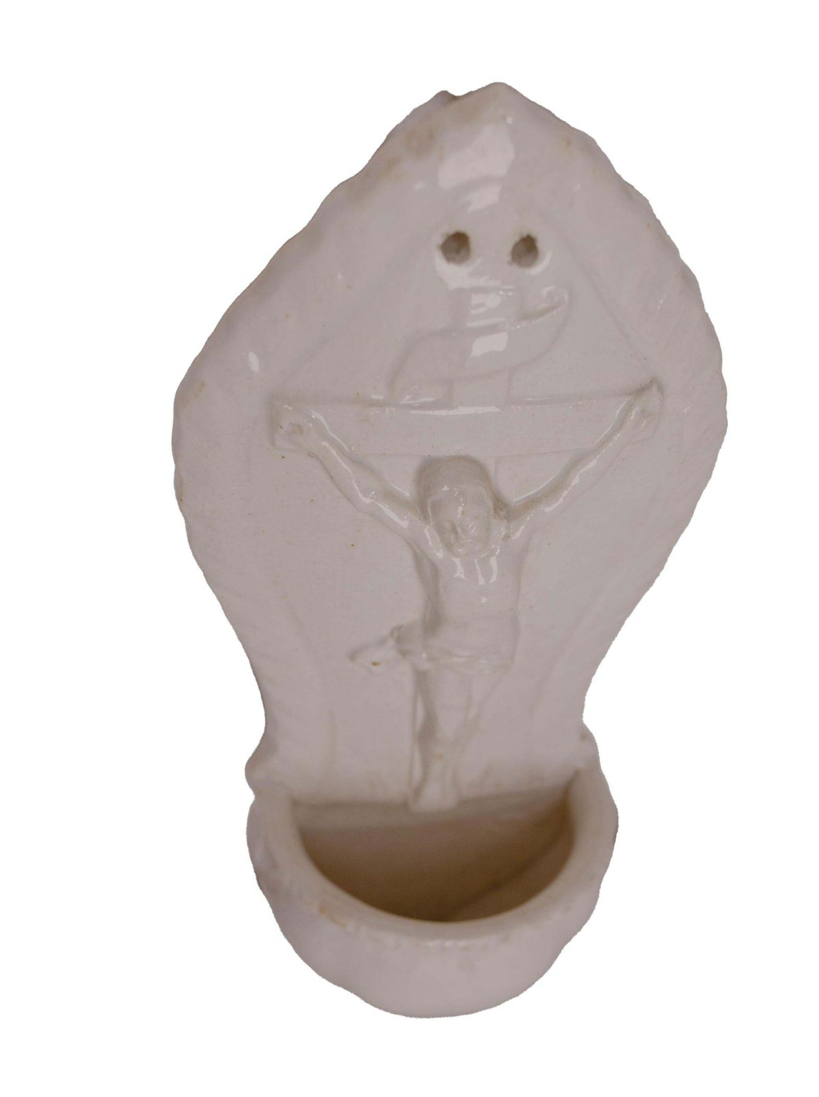 French Vintage Faience Crucifix Holy Water Font Faience Circa 1960 photo Home Decor