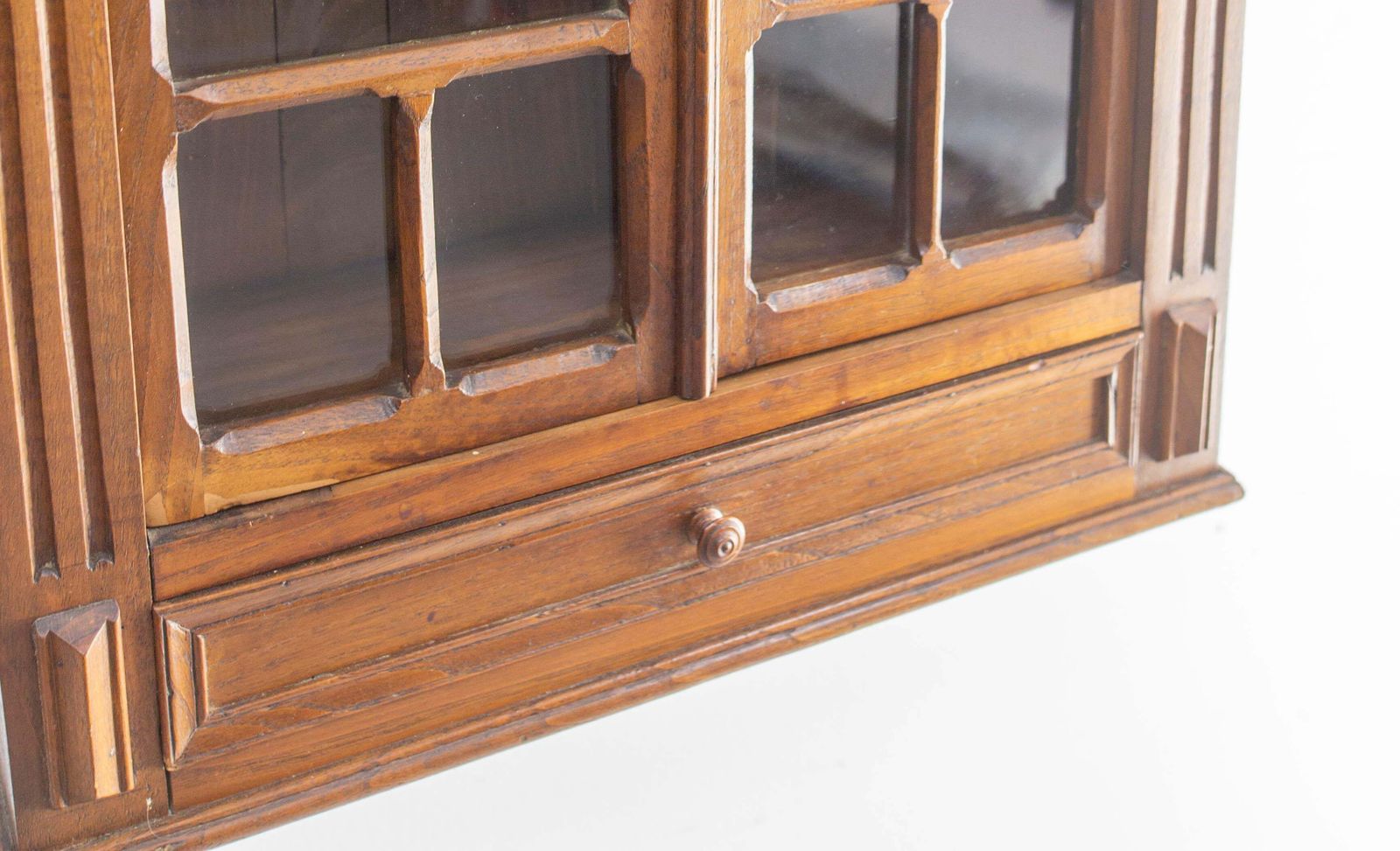 French Little Armoire Two Doors Oak & Glass Wall Cabinet, Circa 1920 photo buy