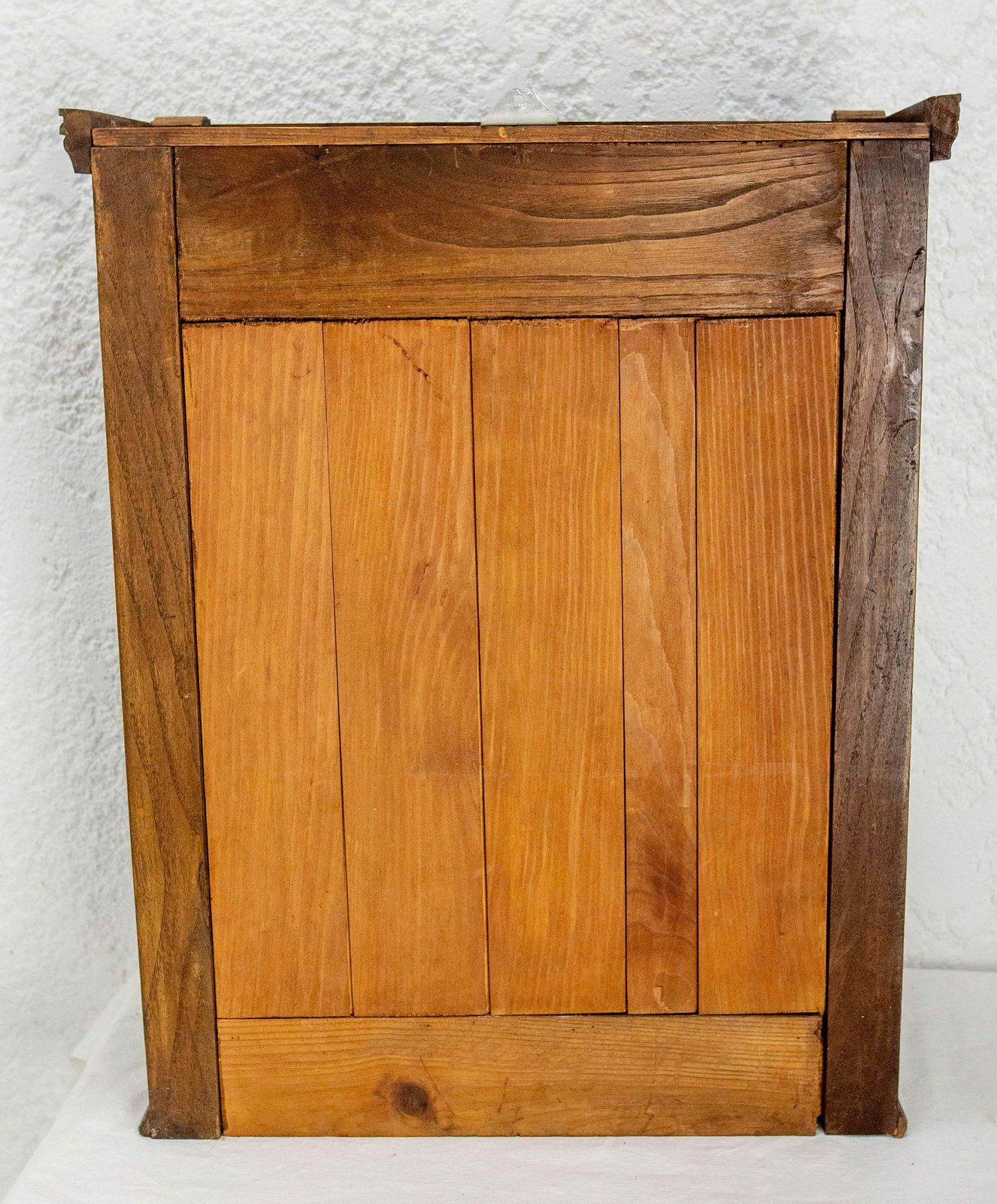 photo vintage French Little Armoire Two Doors Oak & Glass Wall Cabinet, Circa 1920