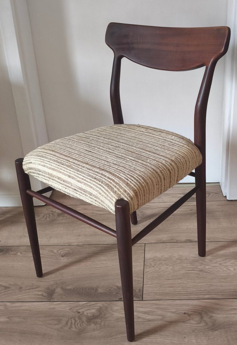 Mid Century Wooden Dining Chairs With Wool Upholstery From Lübke, 1960s, Set Of 4