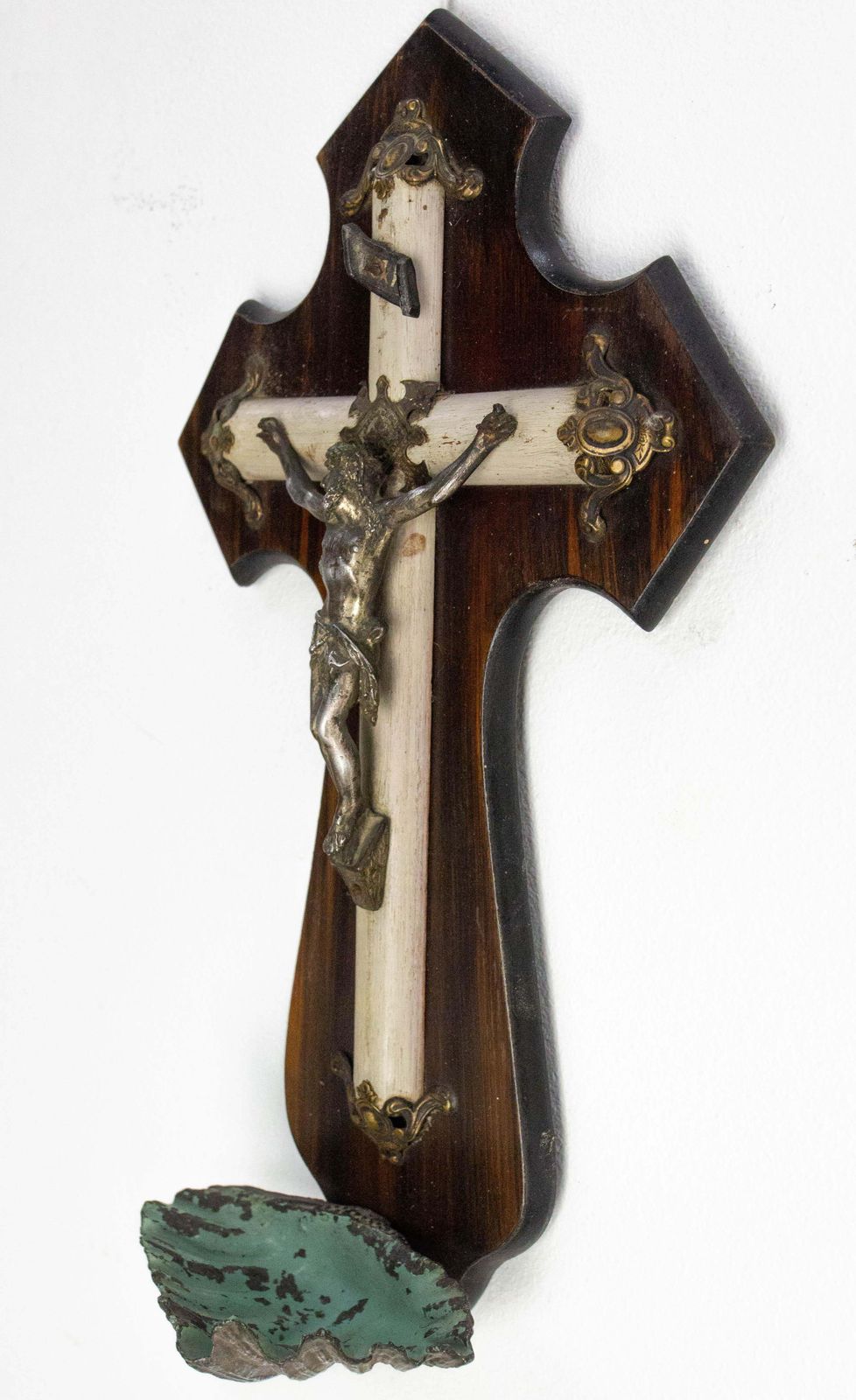 Antique Crucifix Holy Water Font French Napoleon III photo Home Decor
