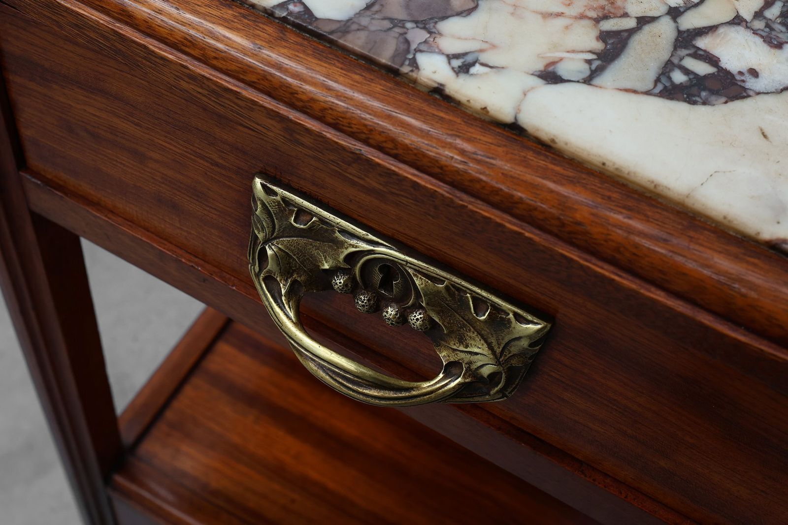 photo vintage Art Nouveau Nightstands With Marble Top Attributed To Paul Alexandre Dumas, France, 1910s, Set Of 2