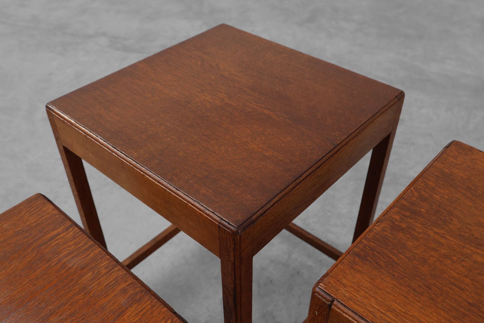 photo for sale Art Deco Oak Stacking Tables, France, 1920s, Set Of 3