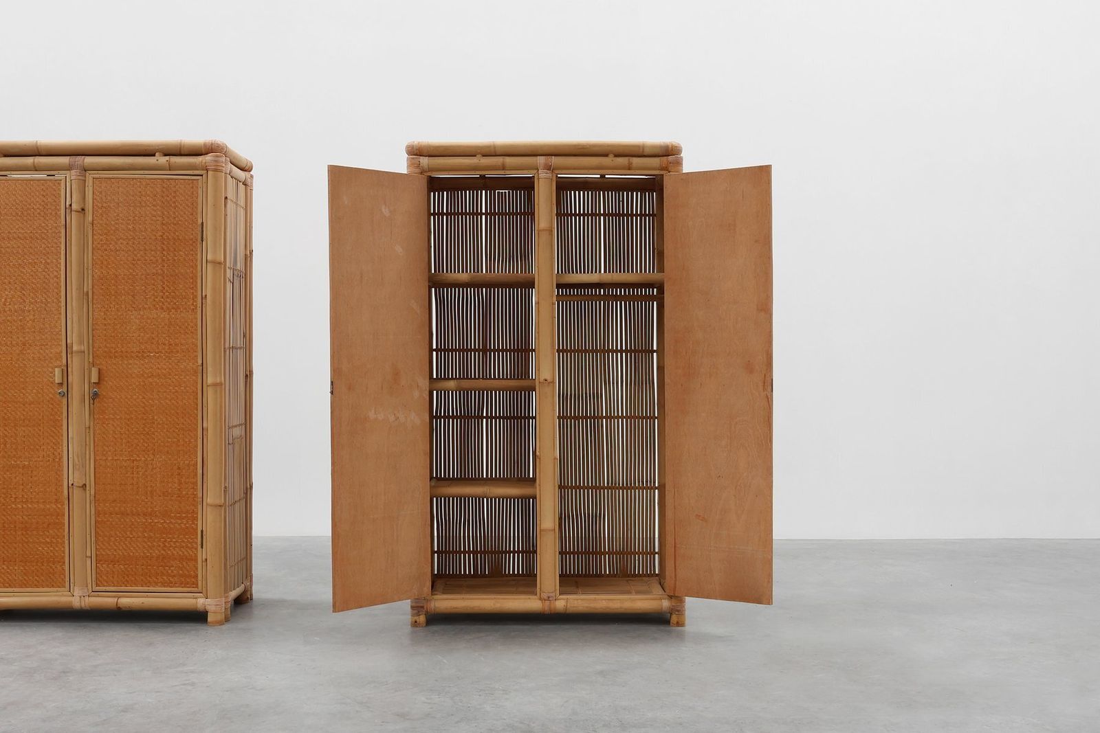 Mid Century Bamboo And Rattan Wardrobe, Italy, 1960s photo vinterior