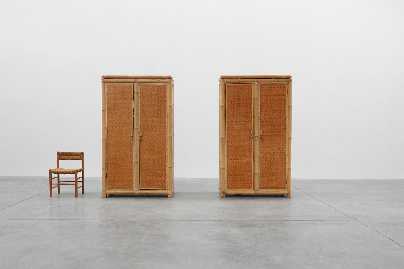 photo vinterior Mid Century Bamboo And Rattan Wardrobe, Italy, 1960s