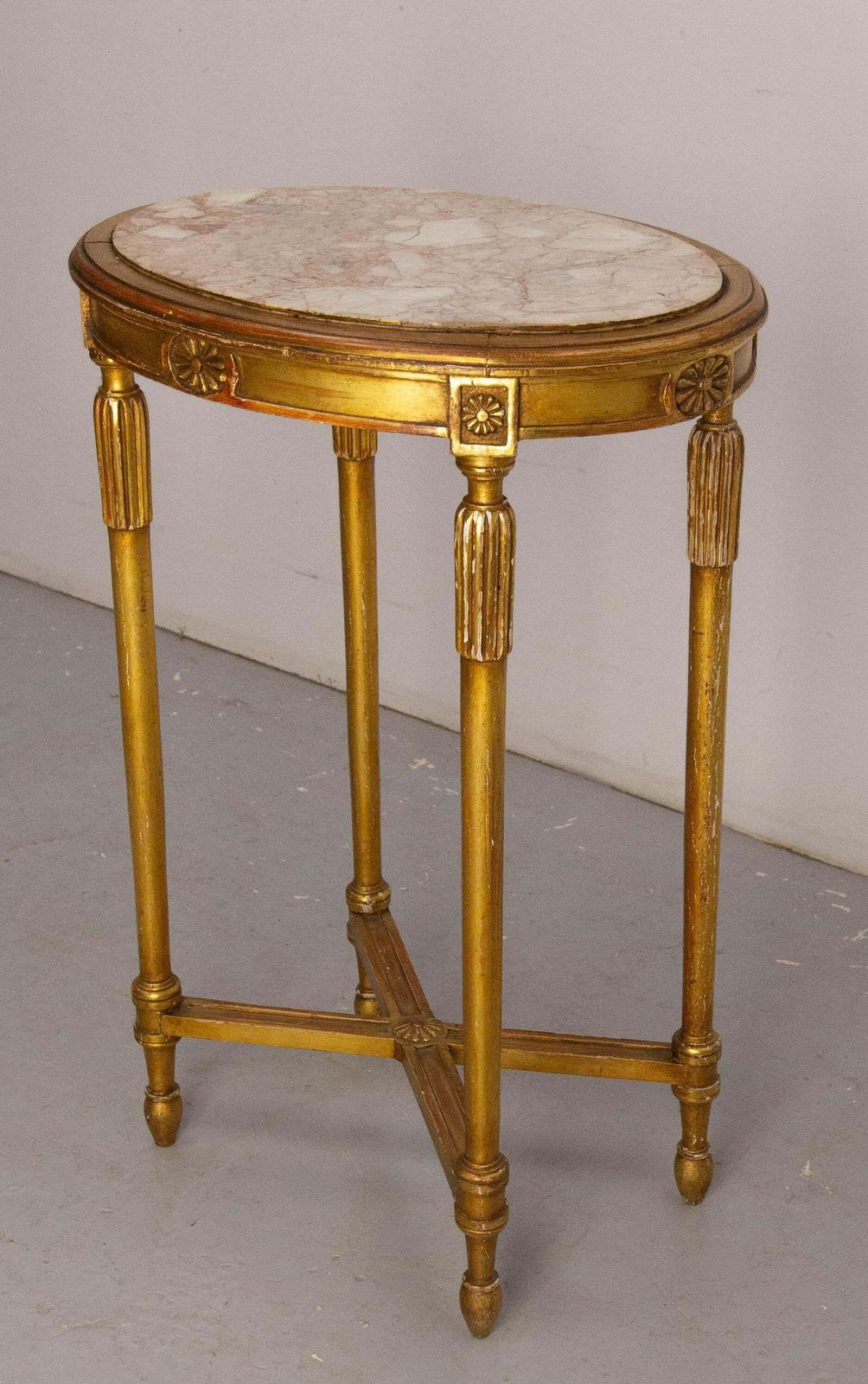 French Painted Wood & Marble Top Sellette Louis XVI Style Circa 1960 photo Home Decor