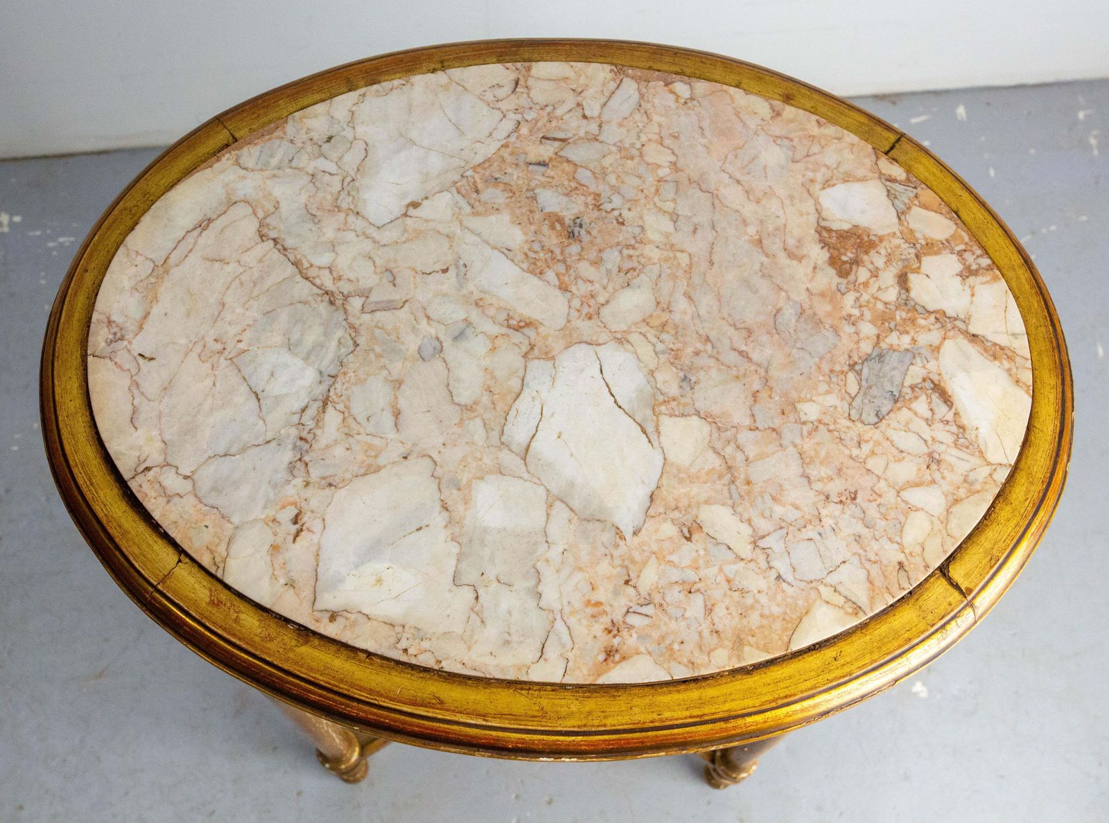 French Painted Wood & Marble Top Sellette Louis XVI Style Circa 1960 photo vintage