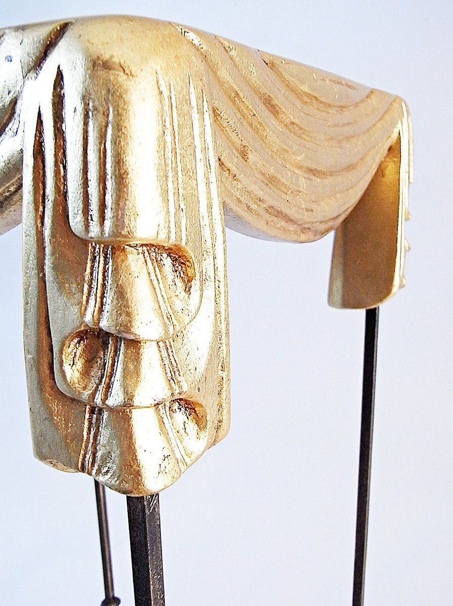 Side Table And Table Lamp In Wrought Iron And Brass, 1990s, Set Of 2 photo vintage