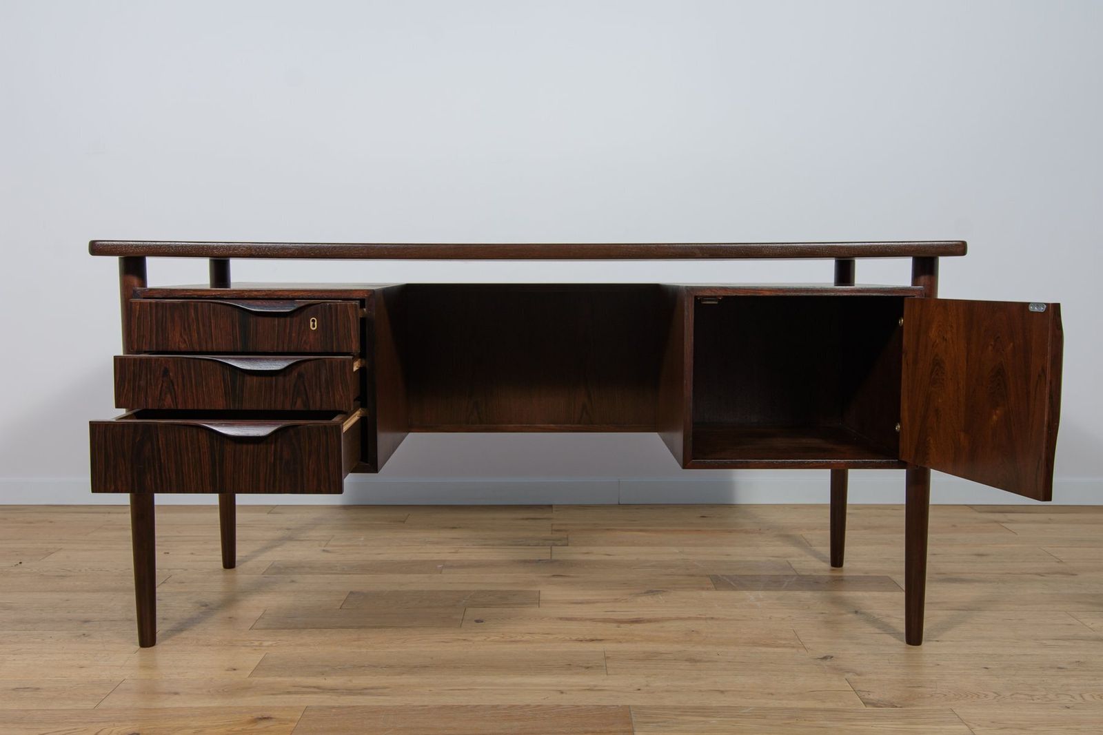 Furniture Mid Century Freestanding Rosewood Desk, Denmark, 1960s photo