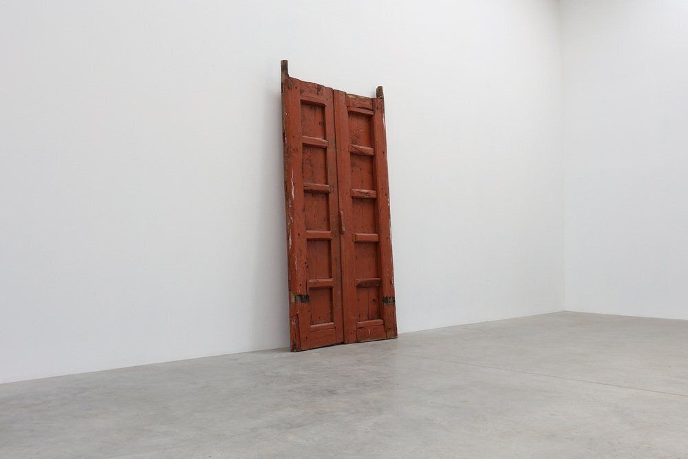 Large 17th Century Terracotta Lacquered Oak Monastery Doors, Portugal, Set Of 2 photo buy