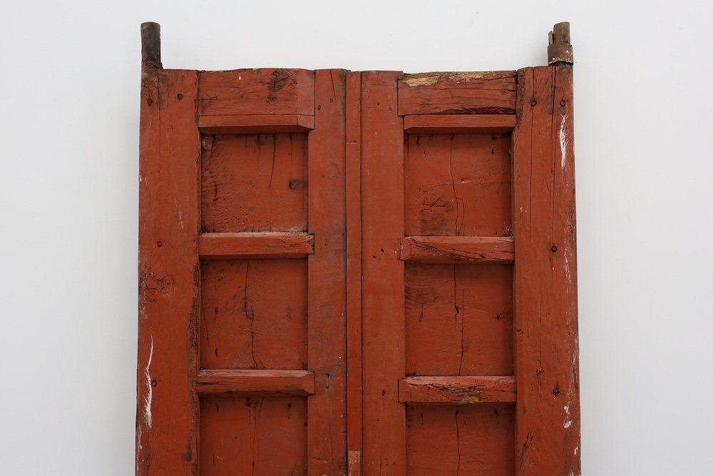 4684.0 Large 17th Century Terracotta Lacquered Oak Monastery Doors, Portugal, Set Of 2 photo