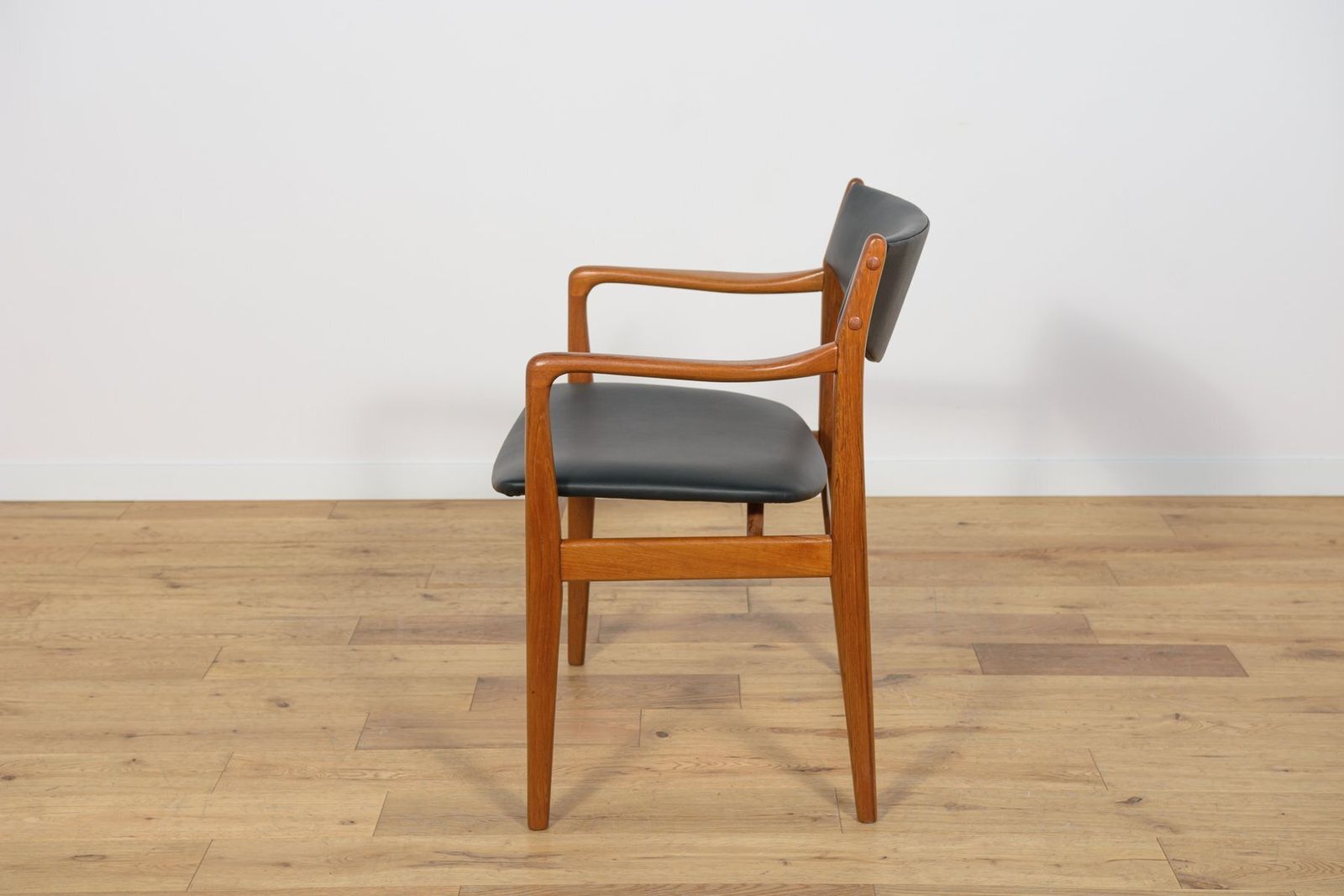 Mid Century Teak & Leather Armchair, Denmark, 1960s photo Furniture