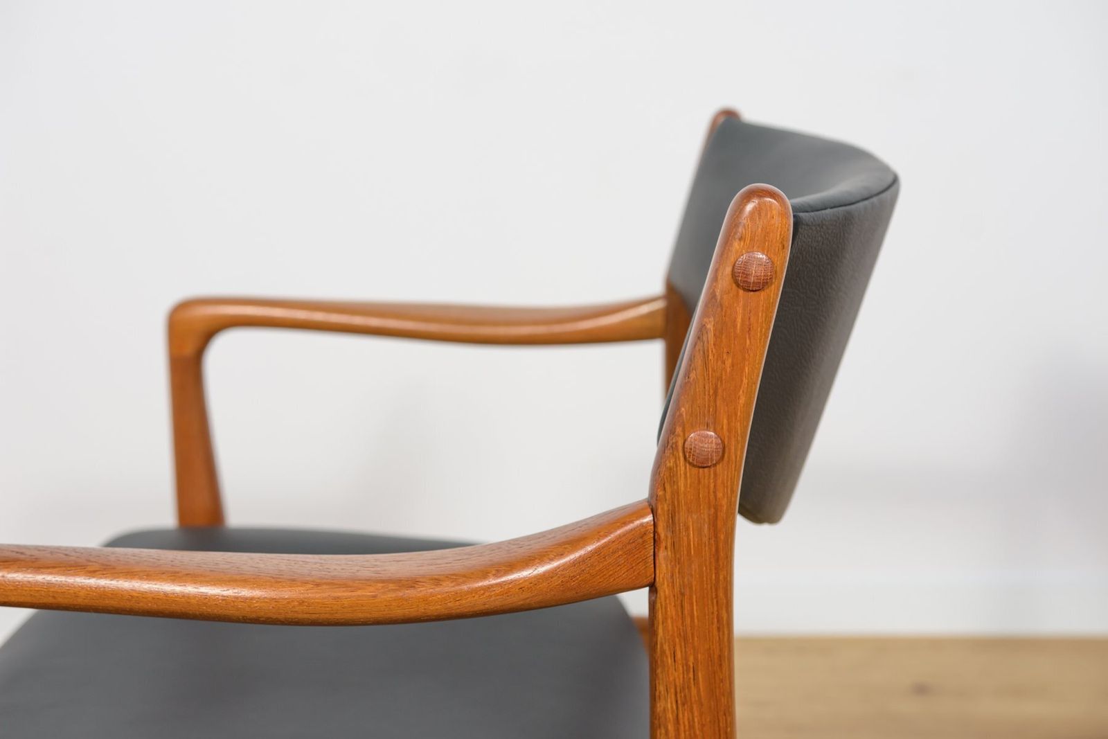 photo for sale Mid Century Teak & Leather Armchair, Denmark, 1960s