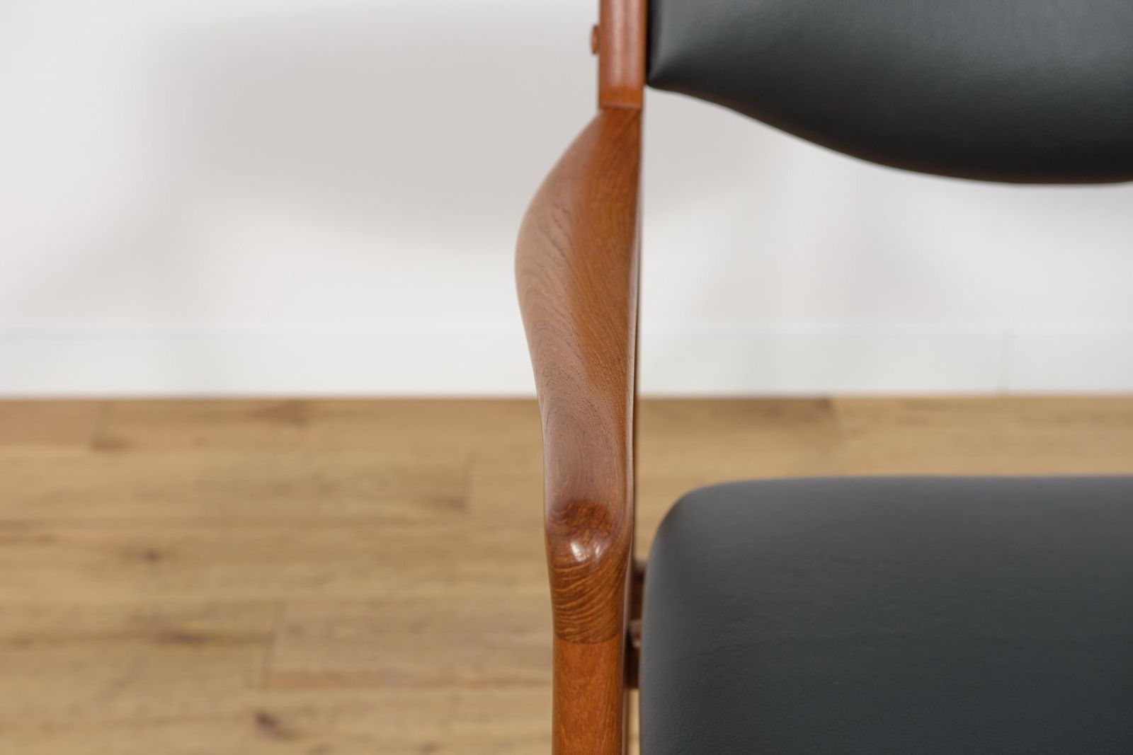 Furniture Mid Century Teak & Leather Armchair, Denmark, 1960s photo