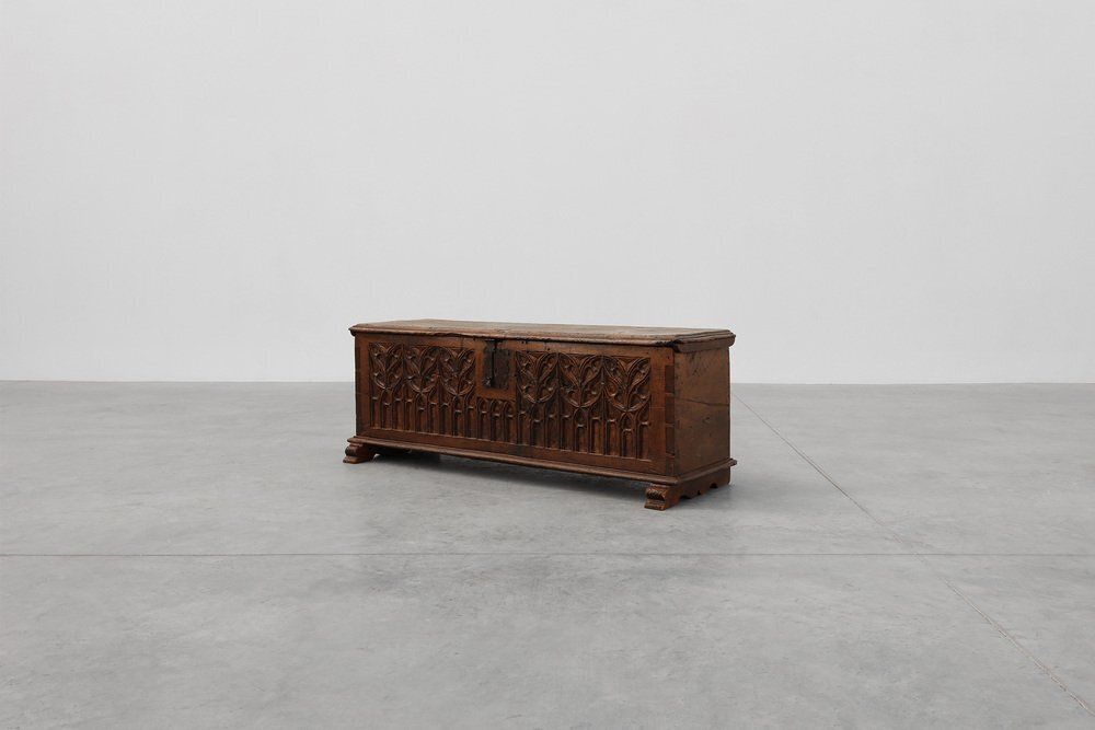 Large 16th Century Gothic Carved Oak Chest, France photo for sale