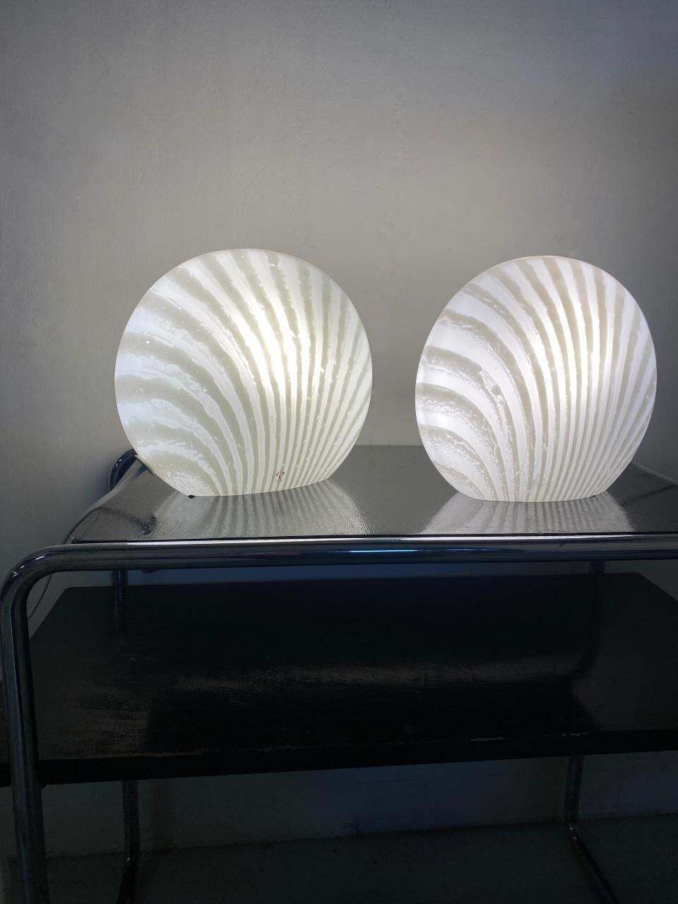 Moon Shell Table Lamps Glass Peill Putzler  Zebra Series 1960 Set photo furniture