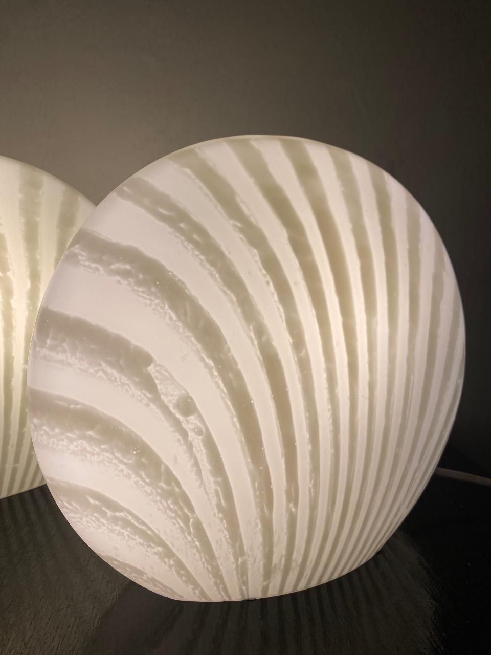 Moon Shell Table Lamps Glass Peill Putzler  Zebra Series 1960 Set photo vintage