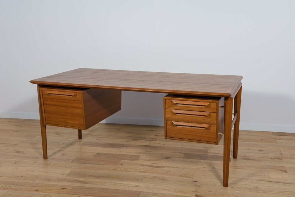 Mid Century Teak Desk By Ib Kofod Larsen For Seffle Möbelfabrik, Sweden, 1950s