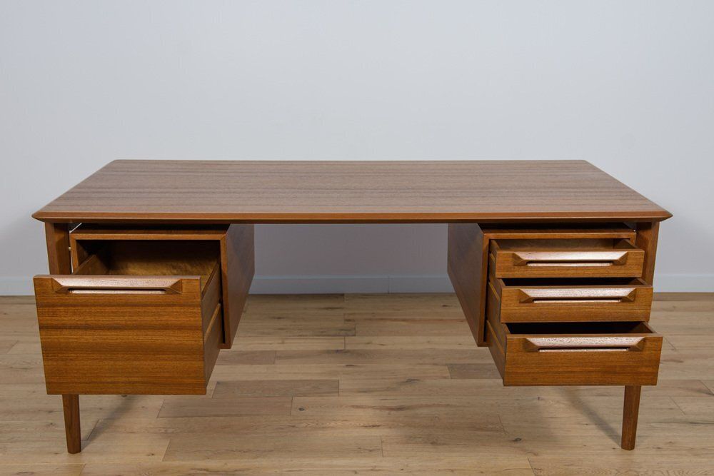 photo vinterior Mid Century Teak Desk By Ib Kofod Larsen For Seffle Möbelfabrik, Sweden, 1950s
