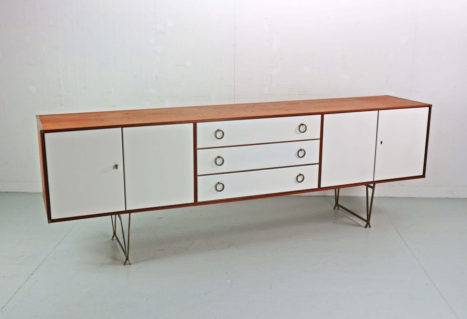 William Watting Teak & Brass Highbiard/ Buffet Cabinet For Fristho, 1950 Denmark photo furniture