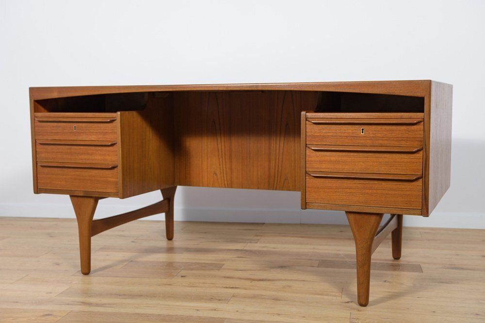 Mid Century Freestanding Teak Desk By Valdemar Mortensen, 1960s photo furniture