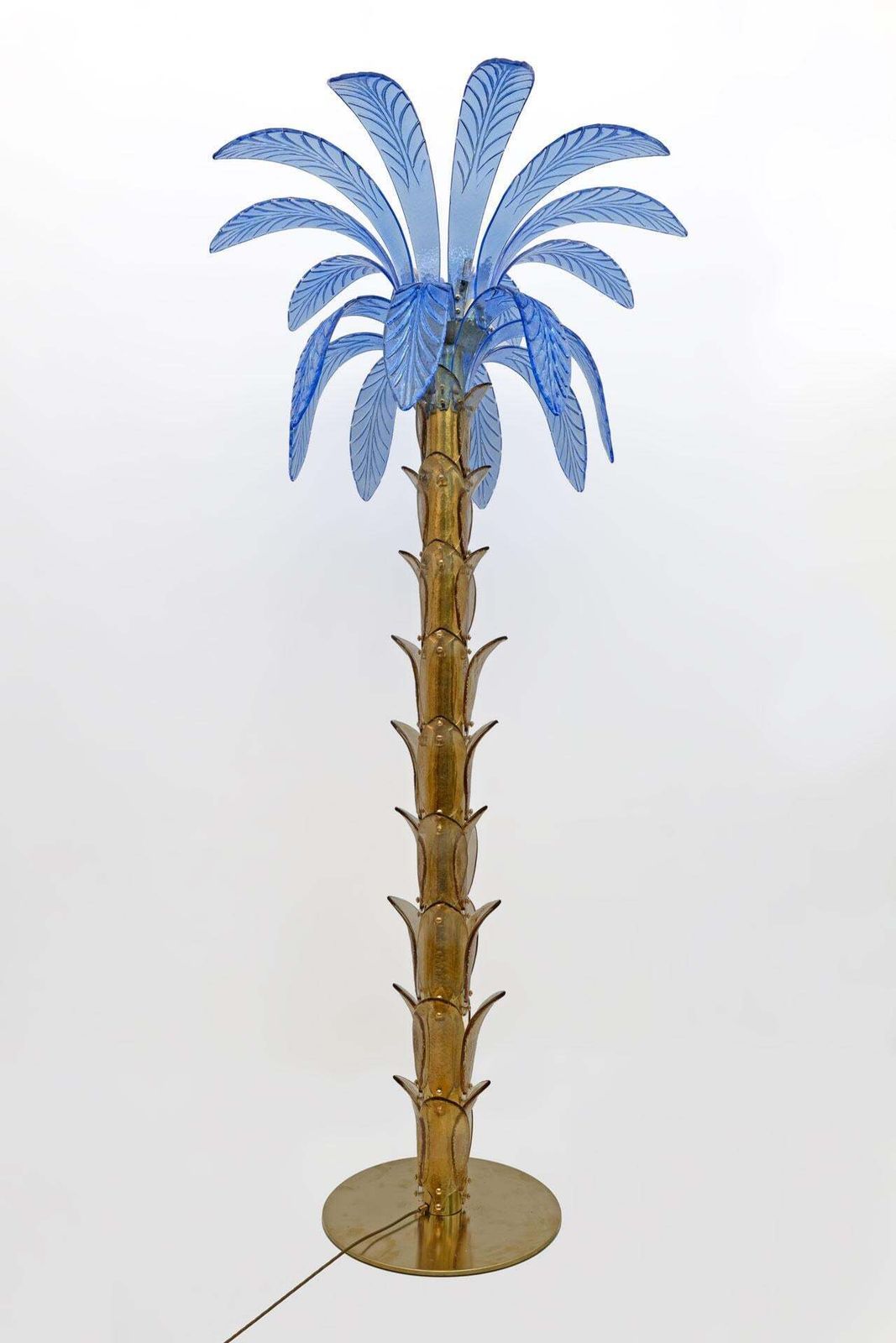 Mid Century Modern Murano Glass And Brass Palm Tree Floor Lamp photo furniture