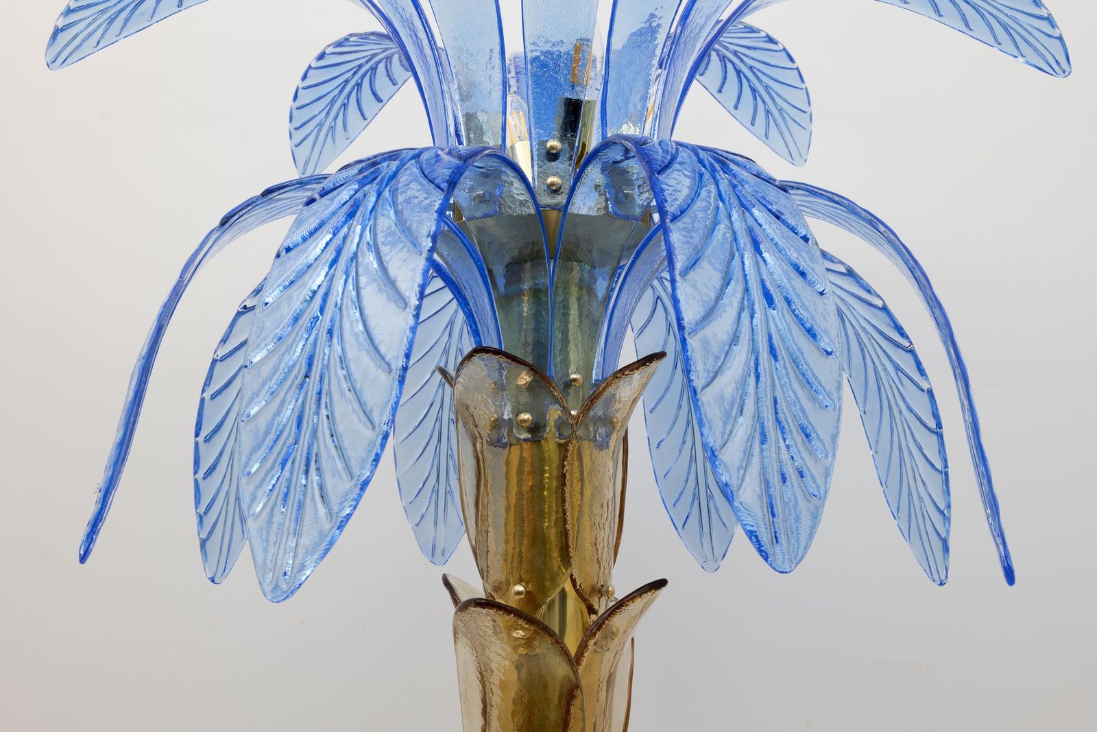 Mid Century Modern Murano Glass And Brass Palm Tree Floor Lamp photo Lighting