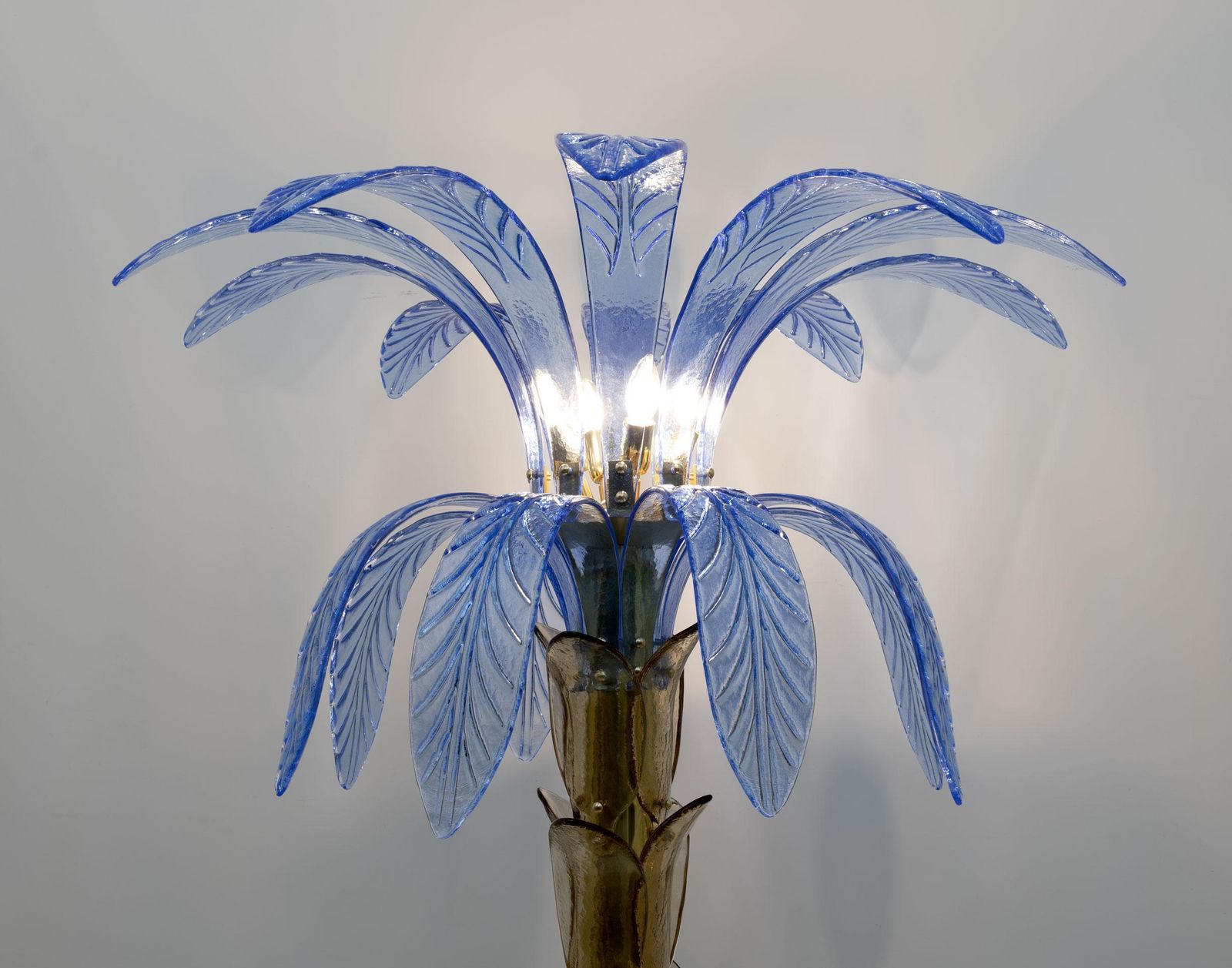 Mid Century Modern Murano Glass And Brass Palm Tree Floor Lamp photo 5204.0