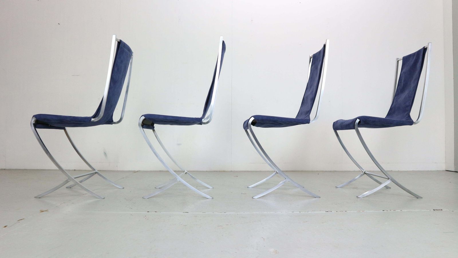 Pierre Cardin Set Of 4 Dinning Chairs Velvet& Steel For Maison Jansen, 1970 photo vinterior