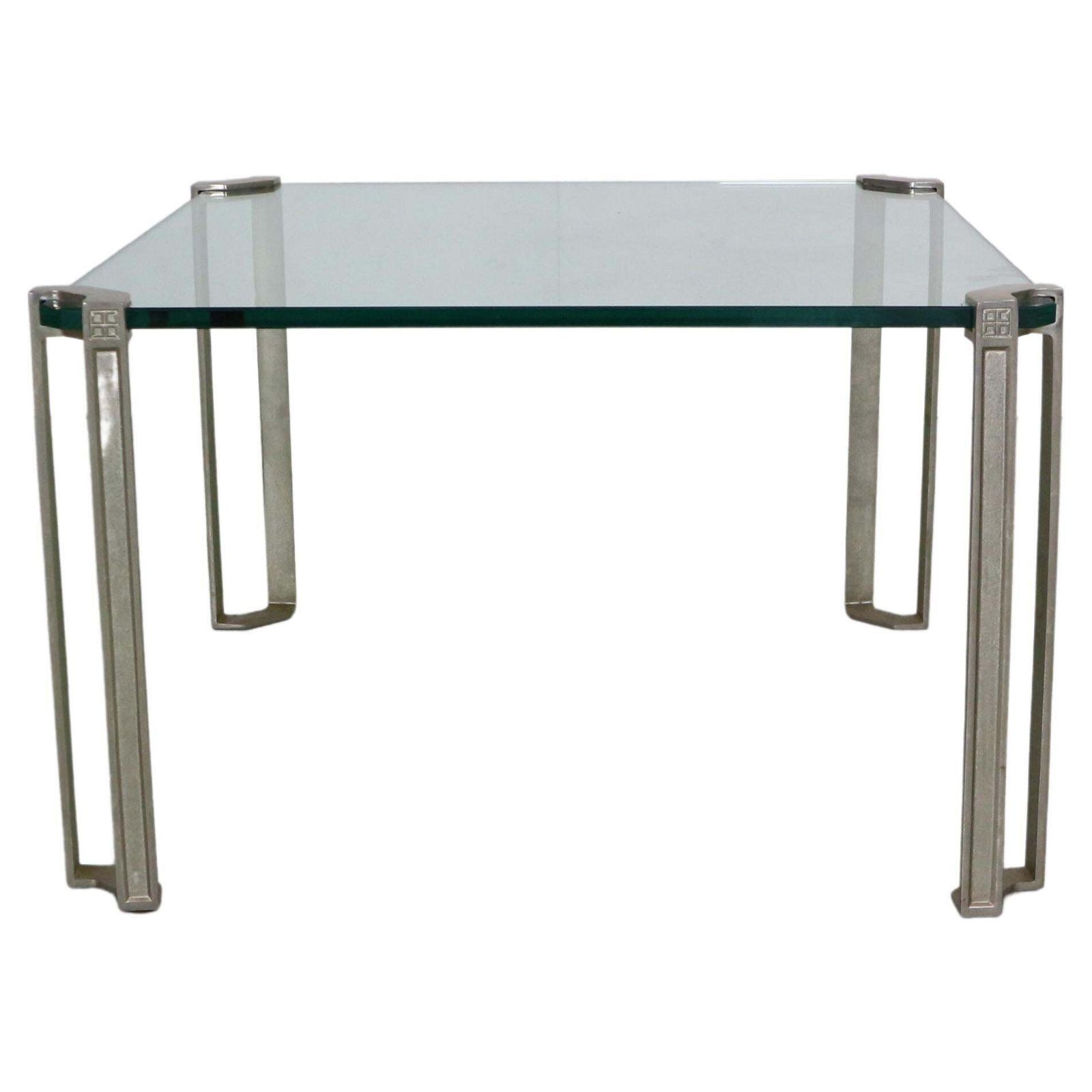 Peter Ghyczy For Ghyzcy Square Glass Coffee Table, 1970's Hollywood Regency