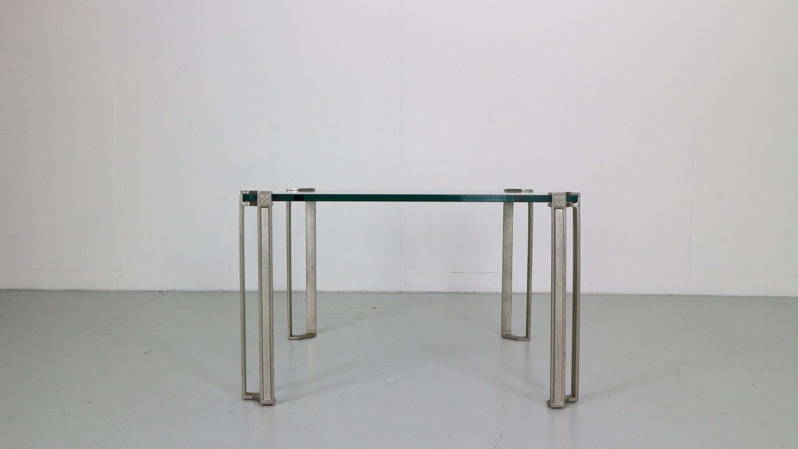 Peter Ghyczy For Ghyzcy Square Glass Coffee Table, 1970's Hollywood Regency photo furniture