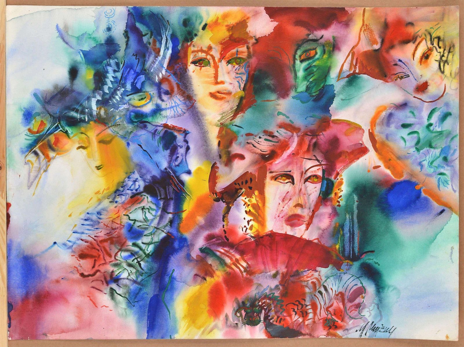 Malda Muizulecarneval. Paper, Watercolor, 60x80 Cm1980 photo 651.0
