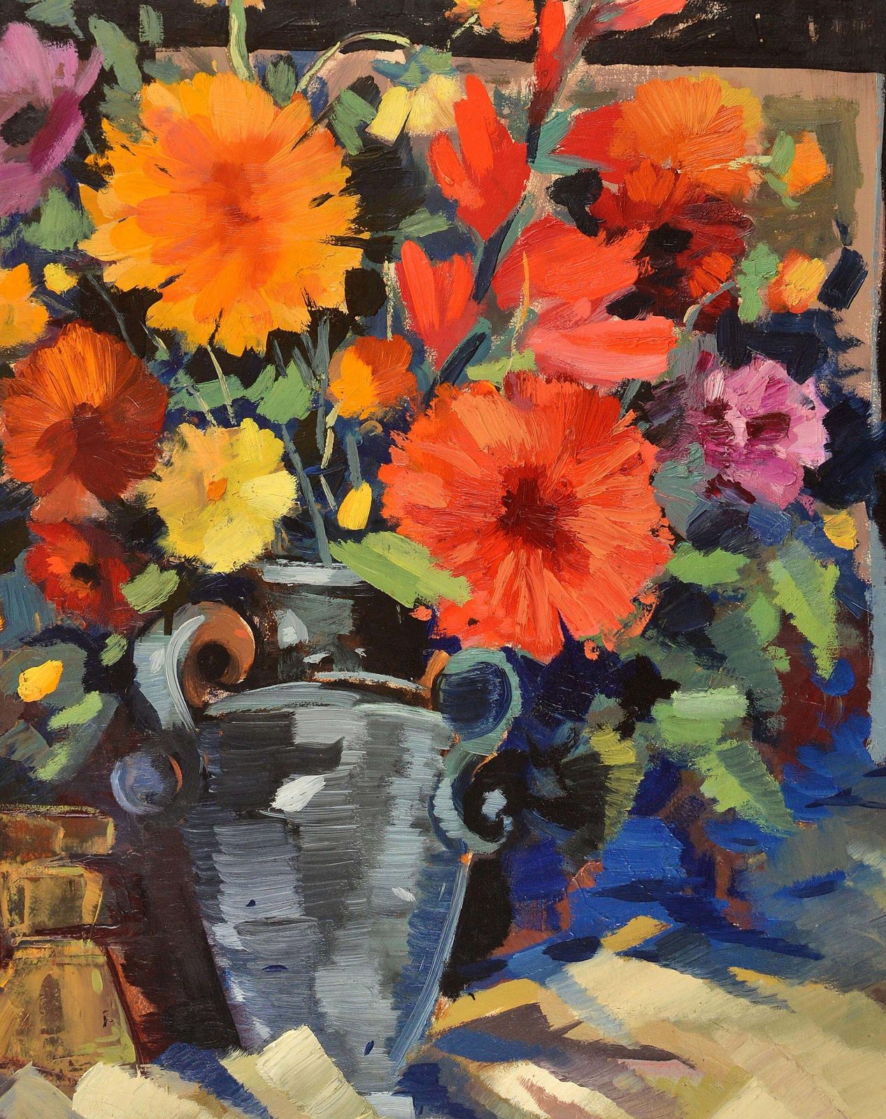 Janis Krontals Still Life With Flowers. 1969, Plywood, Oil, 80x65 Cm photo Art