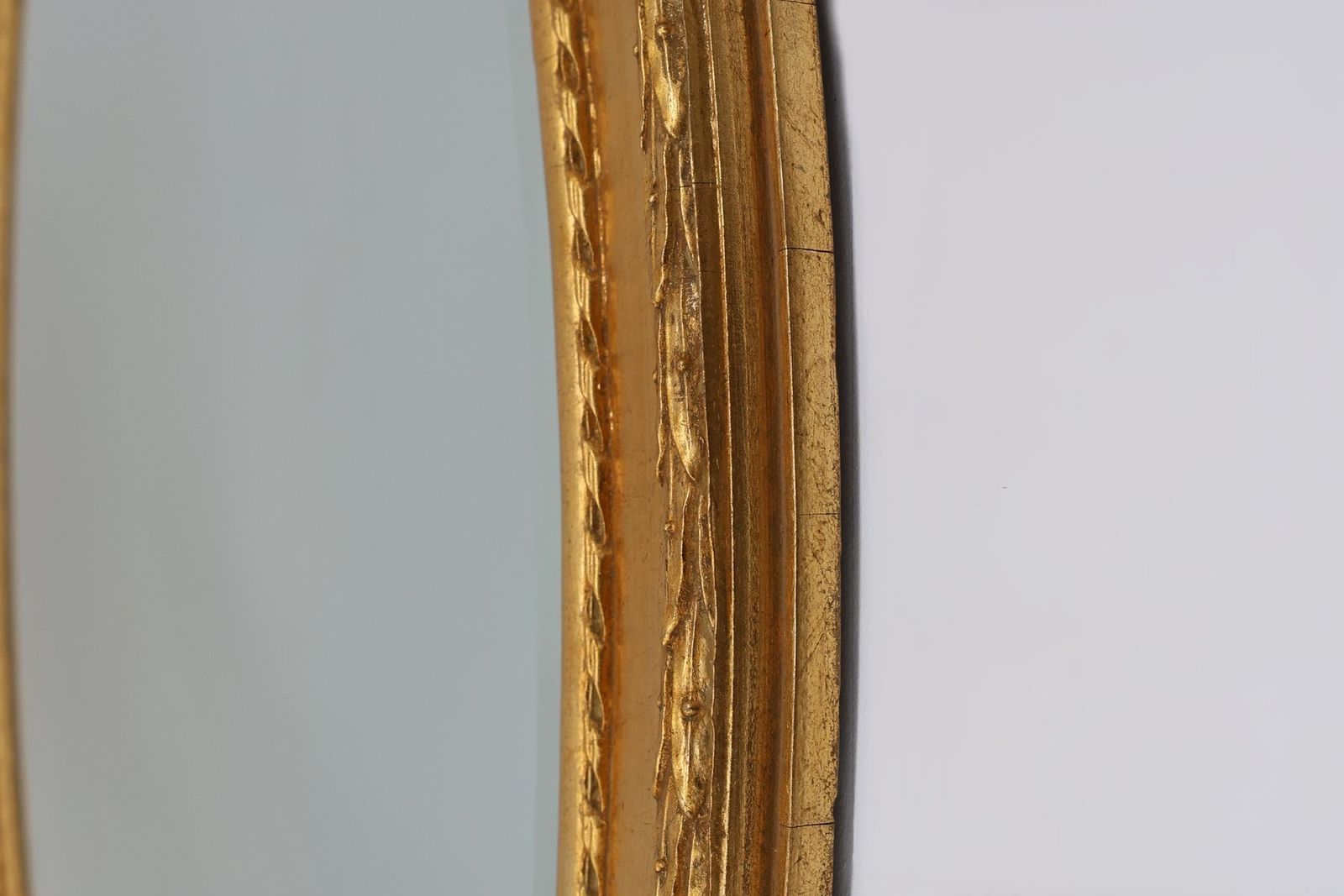 Oval Shaped Carved Gilded Baroque Mirror With Beveled Glass, 1960s photo 1041.0