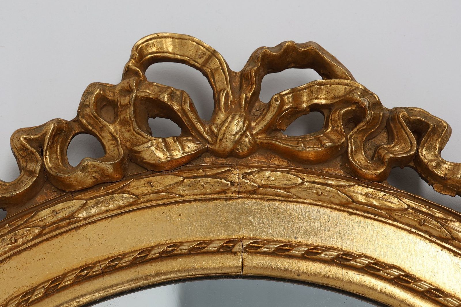 Oval Shaped Carved Gilded Baroque Mirror With Beveled Glass, 1960s photo vinterior