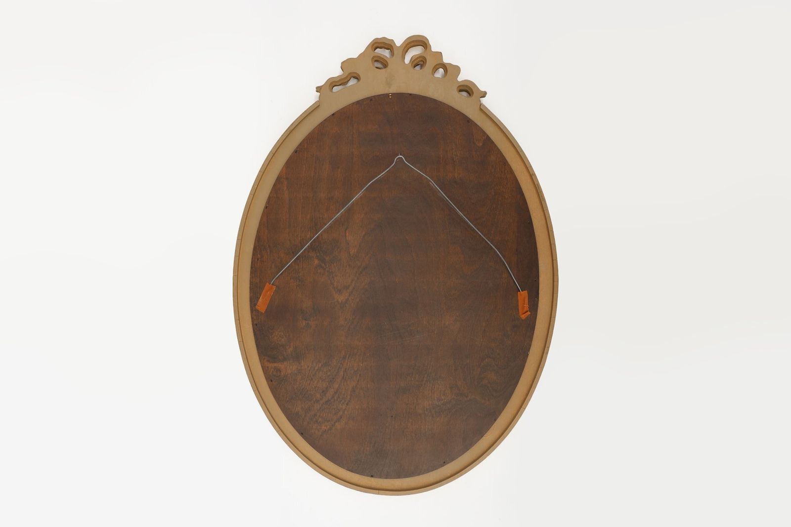 photo for sale Oval Shaped Carved Gilded Baroque Mirror With Beveled Glass, 1960s