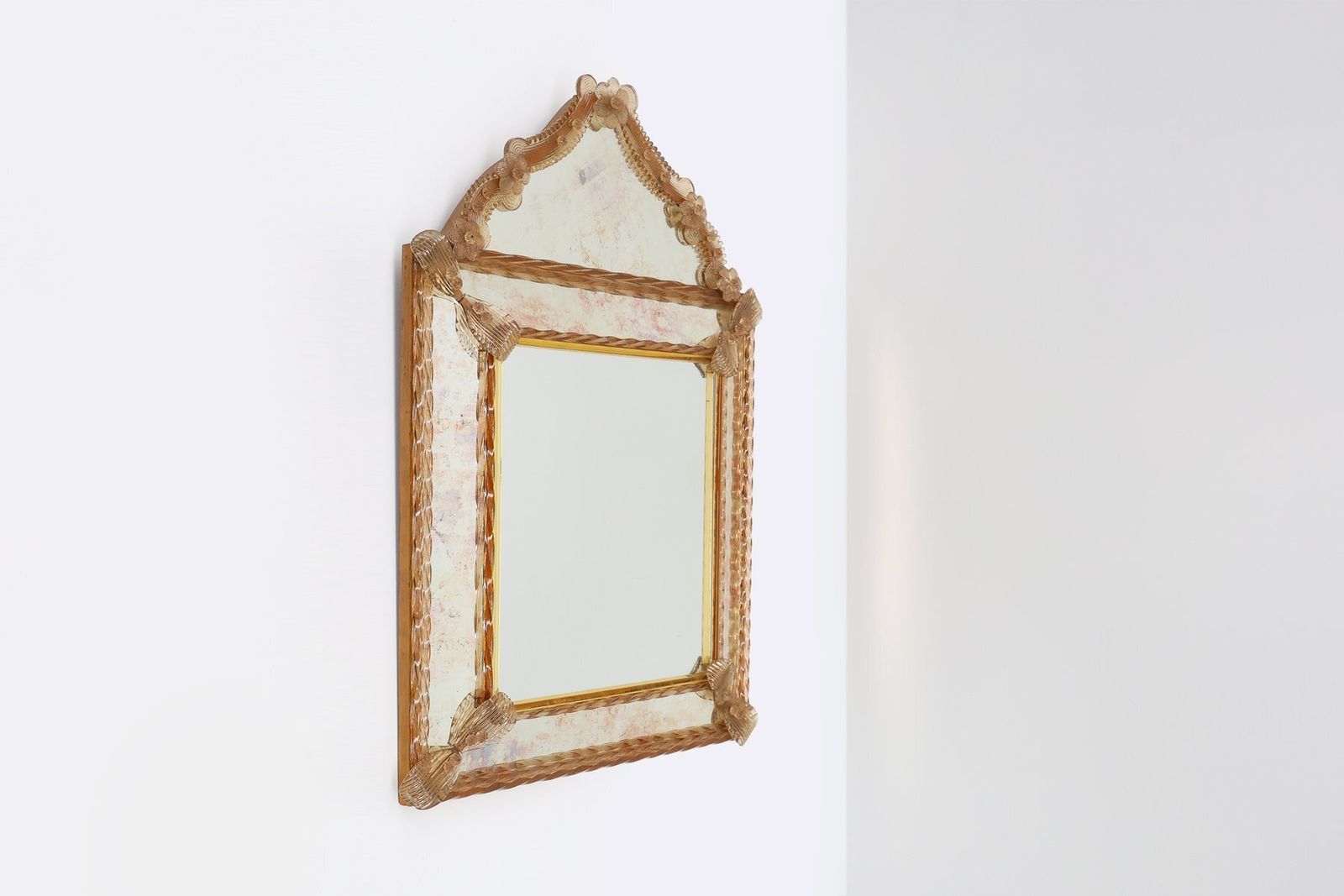 Large Venetian Mirror In Murano Glass By Art Venitien, 1960s photo vintage