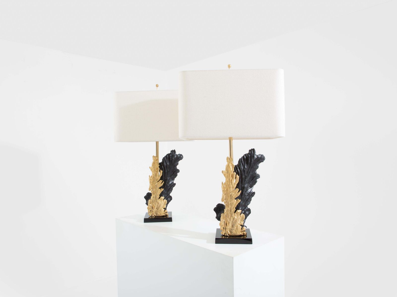 Philippe Cheverny Pair Of Large Resin And Bronze Table Lamps 1970s photo for sale
