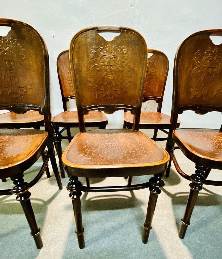 Hand Pantographed Khon Chairs From Thonet, 1906, Set Of 6 photo Furniture